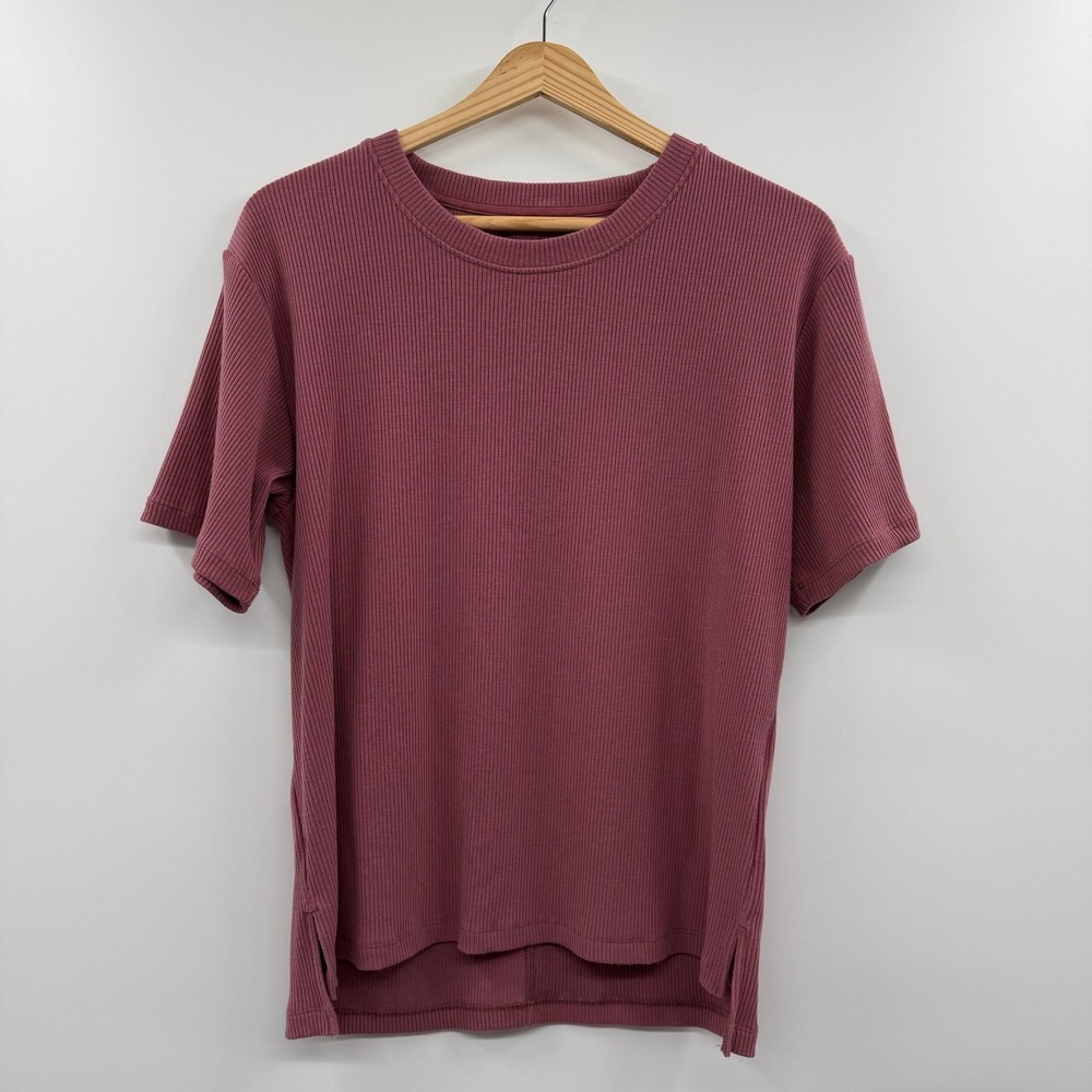 Women's Woolx ribbed mauve short sleeve tshirt size small